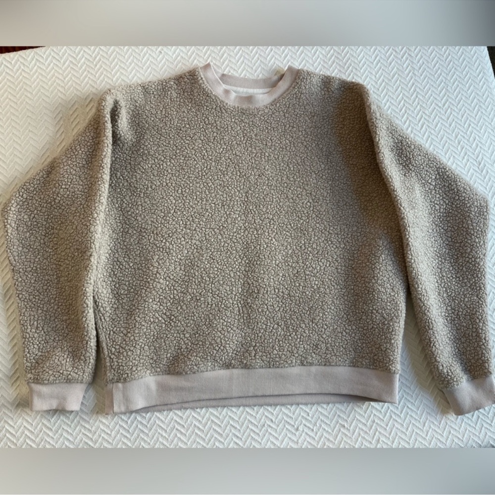 Outdoor Voices Taupe Sherpa Crewneck Sweatshirt